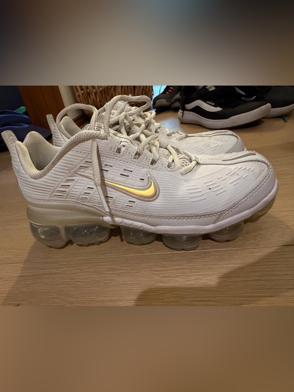 Nike White VaporMax with Iridescent Swoosh
